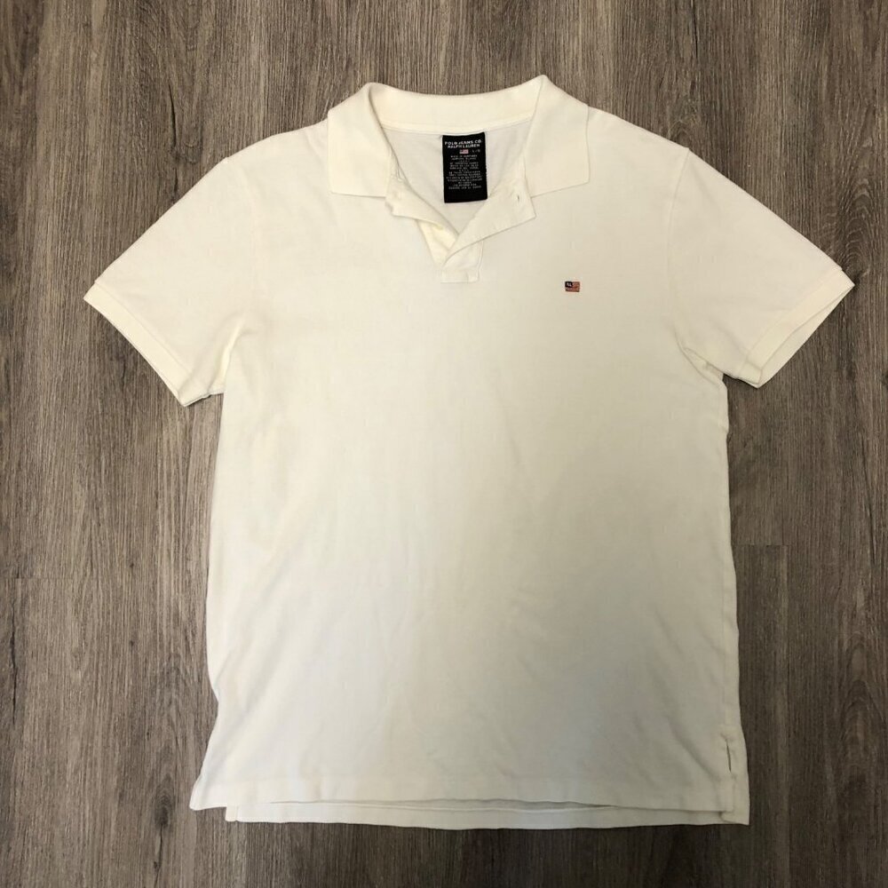Ralph Lauren Polo Jeans Co. Polo Shirt White 100% Cotton Collared Shirt 3 Button